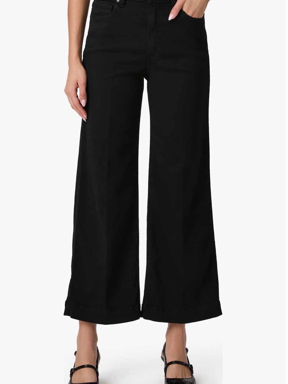 PAIGE Black Wide-Leg High-Rise Trousers